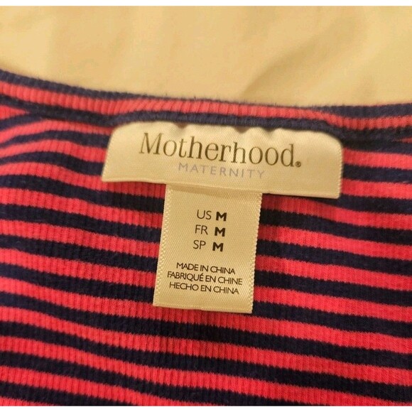 Motherhood Maternity Pink and Navy Blue Striped Rib Knit Tank Dress, Size M - Picture 3 of 4